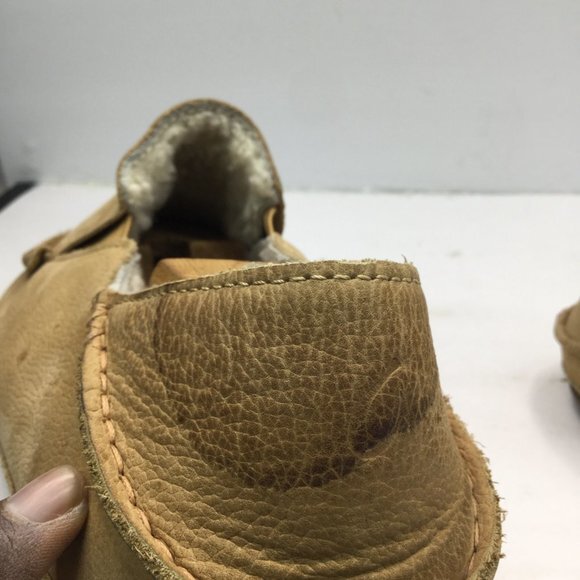 Olukai Kipuka Hulu Slipper Men Size M11 Toffee Leather Shearling Lining Slip-On - Picture 8 of 13